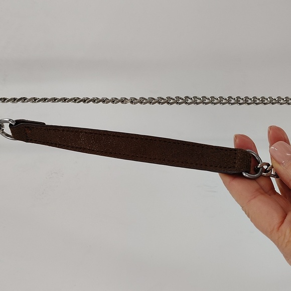 Stradivarius faux brown leather cross body chain strap purse new with tags - Picture 5 of 6